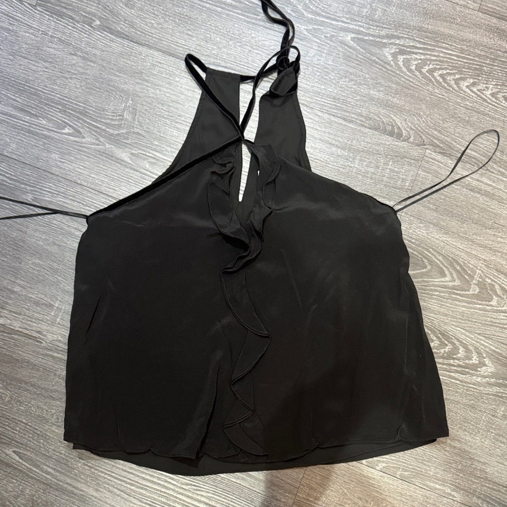 Alexis Black Ruffle Detail Tank Top
